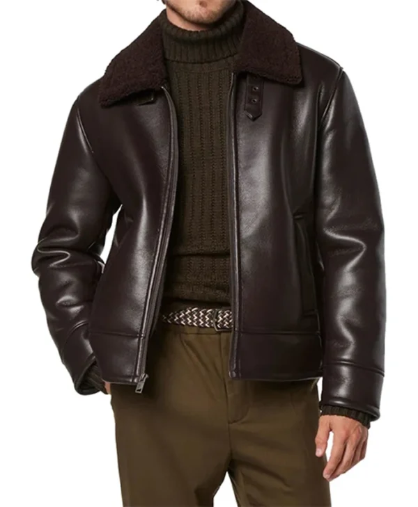 Mens Dark Brown Leather Flight Jacket Main