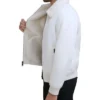Mens White Shearling Aviator Leather Jacket Inner