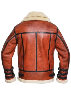 Sheepskin RAF Aviator B6 Waxed Bomber Shearling Jacket Back