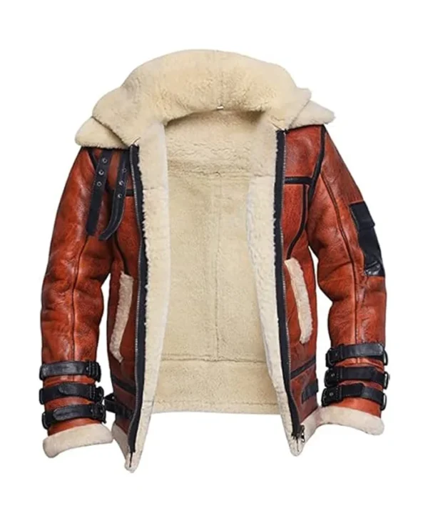 Sheepskin RAF Aviator B6 Waxed Bomber Shearling Jacket Inner