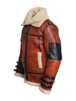 Sheepskin RAF Aviator B6 Waxed Bomber Shearling Jacket Side