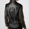 Black Womens Studded Leather Biker Jacket Back