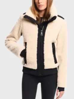Womens White Winter Shearling Fur Jacket