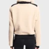 Womens White Winter Shearling Fur Jacket Back