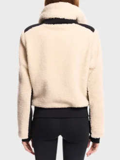 Womens White Winter Shearling Fur Jacket Back