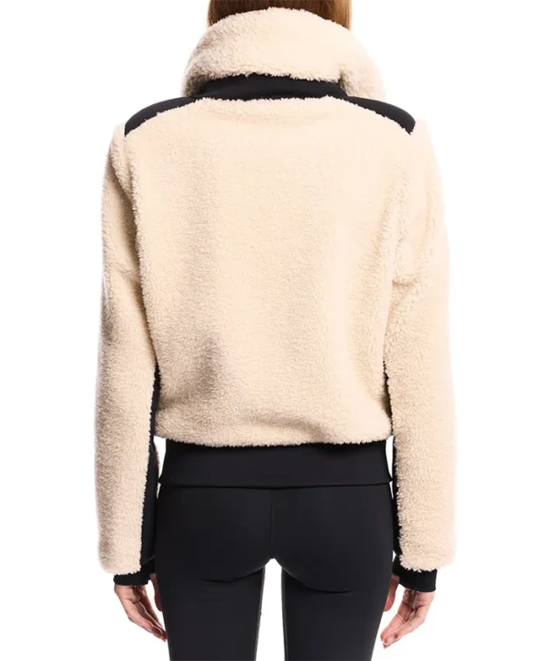 Womens White Winter Shearling Fur Jacket Back
