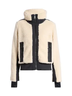 Womens White Winter Shearling Fur Jacket Front
