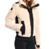 Womens White Winter Shearling Fur Jacket Side
