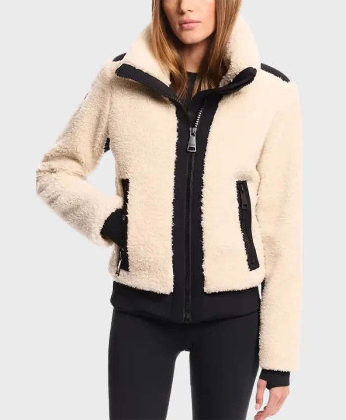 Womens White Winter Shearling Fur Jacket