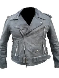 Black Distressed Leather Jacket