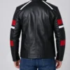 Black Leather Cafe Racer Biker Jacket For Men Back