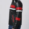 Black Leather Cafe Racer Biker Jacket For Men Left