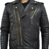 Black Leather Jacket With Gold Hardware