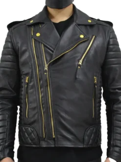Black Leather Jacket With Gold Hardware