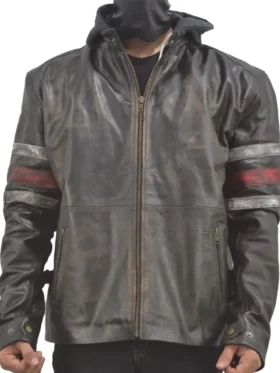 Black Leather Jacket With Red Stripes