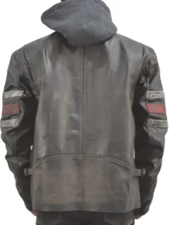 Black Leather Jacket With Red Stripes Back
