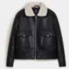 Black Leather Sherpa Jacket