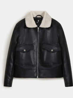 Black Leather Sherpa Jacket