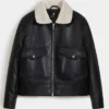 Black Leather Sherpa Jacket