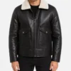 Black Leather Sherpa Jacket