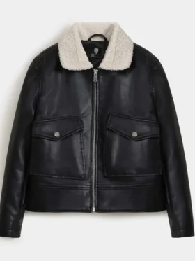 Black Leather Sherpa Jacket
