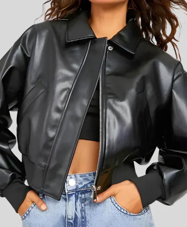 Bomber Leather Jacket Women Oversized