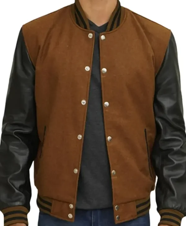 Brown And Black Varsity Jacket