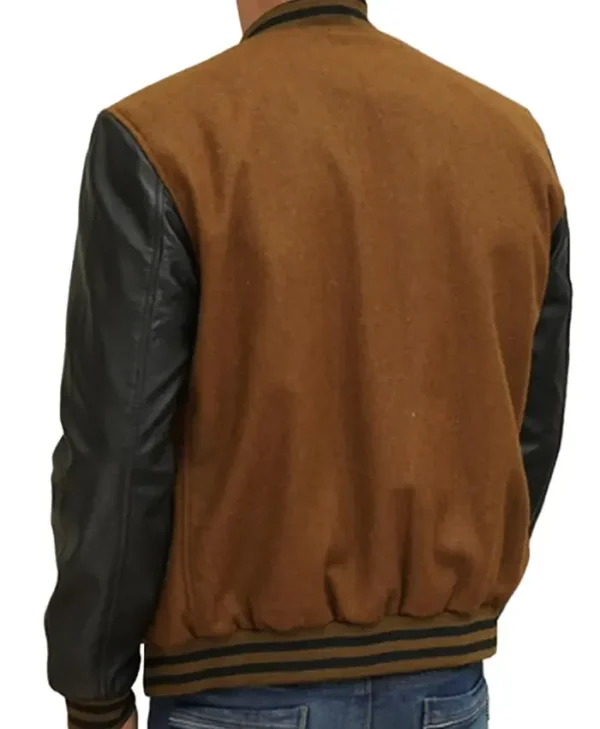 Brown And Black Varsity Jacket Back