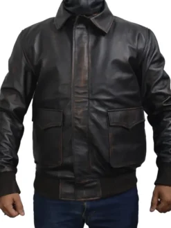 Brown Bomber Leather Jacket Mens
