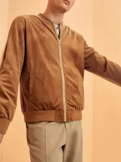 Brown Corduroy Bomber Jacket