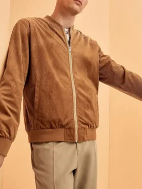 Brown Corduroy Bomber Jacket
