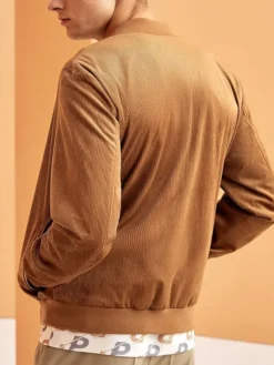 Brown Corduroy Bomber Jacket Back