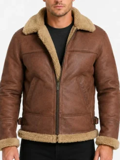 Brown Jacket With Fur Collar Mens