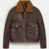 Brown Leather Sherpa Jacket