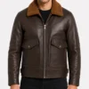 Brown Leather Sherpa Jacket