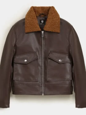 Brown Leather Sherpa Jacket