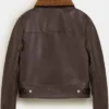 Brown Leather Sherpa Jacket Back