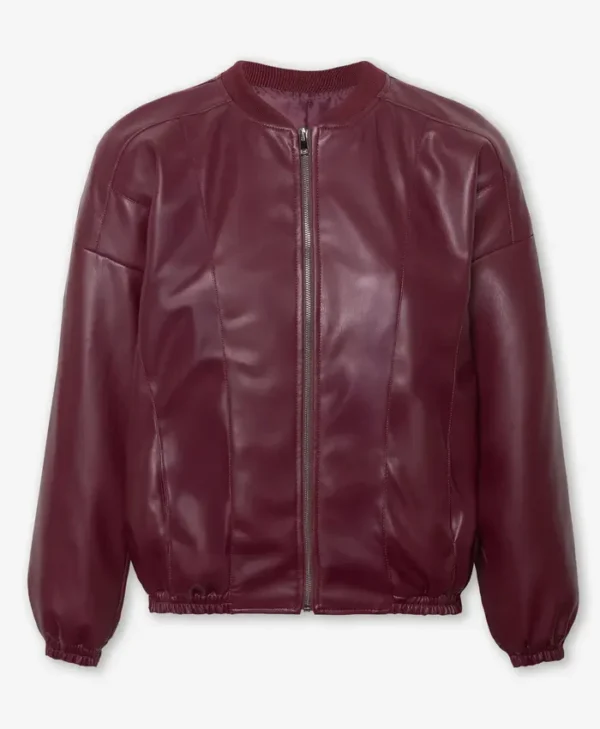 Burgundy Faux Leather Jacket