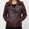 Burgundy Leather Biker Jacket