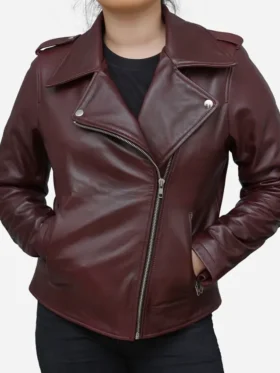 Burgundy Leather Biker Jacket
