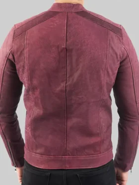 Burgundy Red Leather Jacket Back