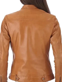 Camel Leather Jacket Womens Back