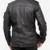 Classic Black Vintage Leather Jacket Mens Back