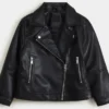 Cropped Black Leather Jacket