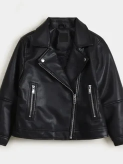 Cropped Black Leather Jacket