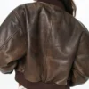 Cropped Leather Bomber Jacket Back