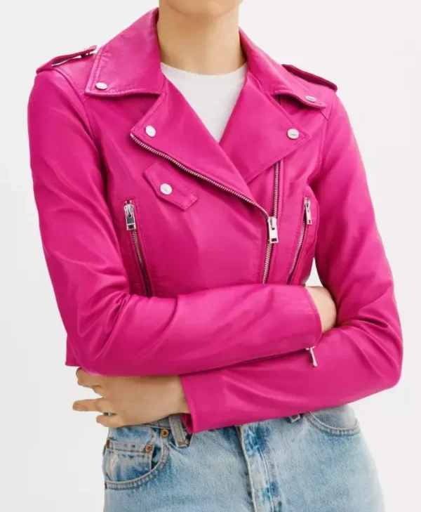 Cropped Leather Moto Jacket