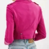 Cropped Leather Moto Jacket Back