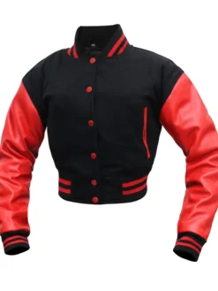 Cropped Leather Varsity Jacket