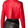 Cropped Red Leather Jacket Back